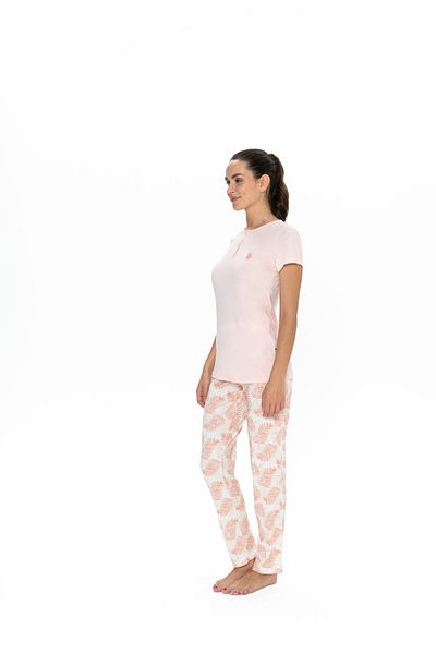 U.S. Polo Assn. U.S. Polo Assn. Women's Salmon Half Placket Collar Oversize Pajama Set - Ilc2.20B08Z8-Xb