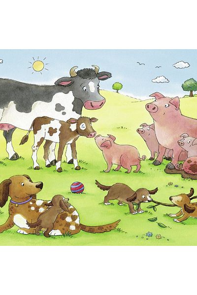 RAVENSBURGER Happy Animal Families Puzzle, 2X12 Pieces