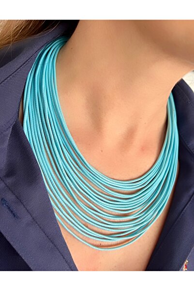 Kutcha Accessories Bebe Mavisi Çoklu Görünüm Dekolte Kolye