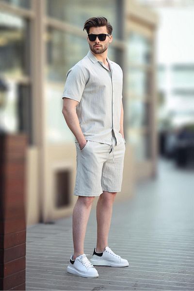 Madmext Σετ ανδρικό σορτς πουκάμισο Mint Green 5956
