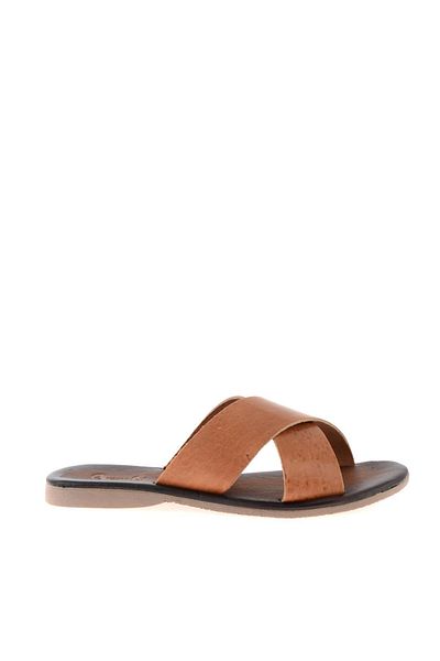 Bambi Tan Genuine Leather Women's Slippers K04685162003