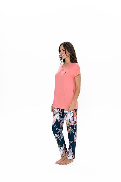 U.S. Polo Assn. Pink V-Neck Women's Pajamas Set U.S. Polo Assn. Ilc2.20O10Z0K