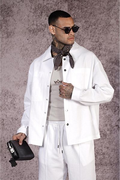 king brich Shirt Collar Snap Fastener Gabardine Bottom Top Set