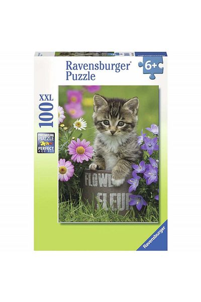 RAVENSBURGER Puzzle Kitten Among Flowers, 100 Pieces