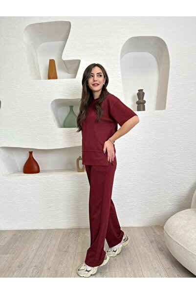 Devesta Moda OYSH țesătură modal cu mânecă scurtă din lycra, confortabilă, ocazională și elegantă, fund - set de trening