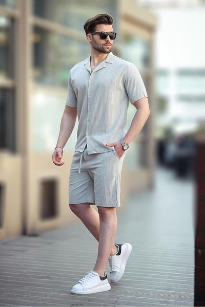 Madmext Σετ ανδρικό σορτς πουκάμισο Mint Green 5956