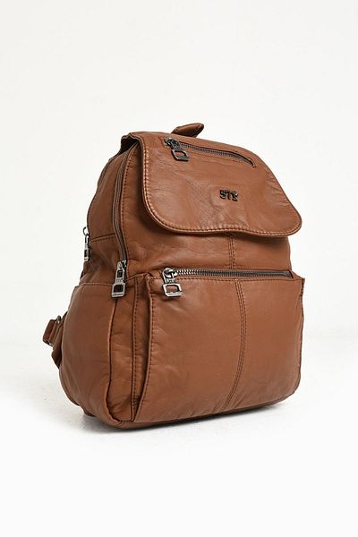 571 Collections Çanta Tan Leather Washed Backpack - Μοντέλο 571-9-11A
