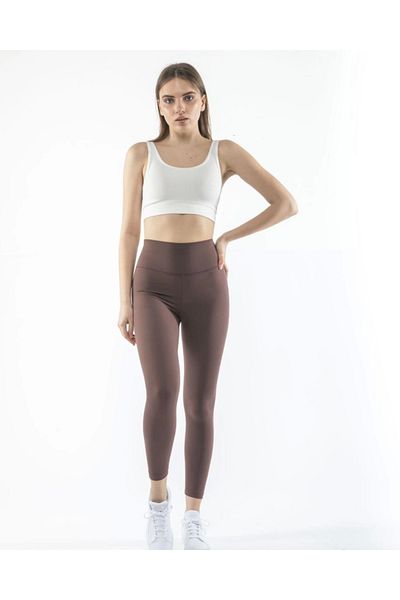 leyla sanat sanata yeni bir bakış açısı Leyla Art a New Perspective on Art High Waist Athlete Straight Leggings - Brown