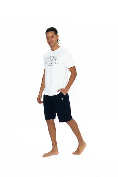 U.S. Polo Assn. U.S. Polo Assn. Men's Crew Neck Ecru Home Wear 100% Muk