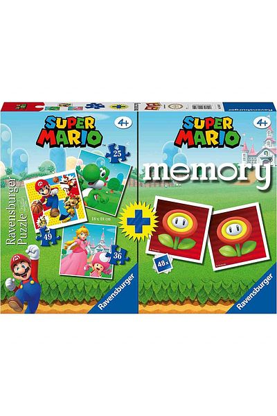 RAVENSBURGER Puzzle + Memory Game Super Mario, 25/36/49 Pieces