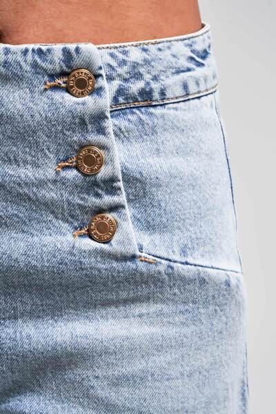 its basic Kadın Snow Kot Rengi 4S5-3 Crop Flare Fit Esnek Kumaş Likralı Denim Jean