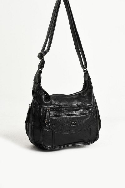 571 Collections Çanta Black Faux Leather Shoulder Bag - Model 571-11-13F