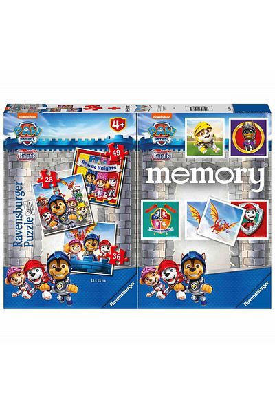 RAVENSBURGER Puzzle + Memory Game Paw Patrol, 25/36/49 Pieces