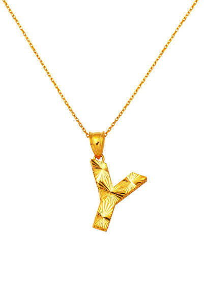 Bilezikci 22 Ayar 3 Boyutlu Y Harf Altın Kolye
