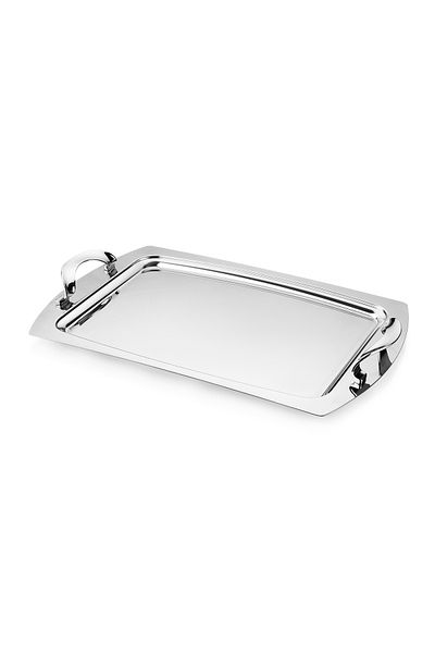 Schafer Ottoman Large Size Steel Tray 1 Piece-Silver