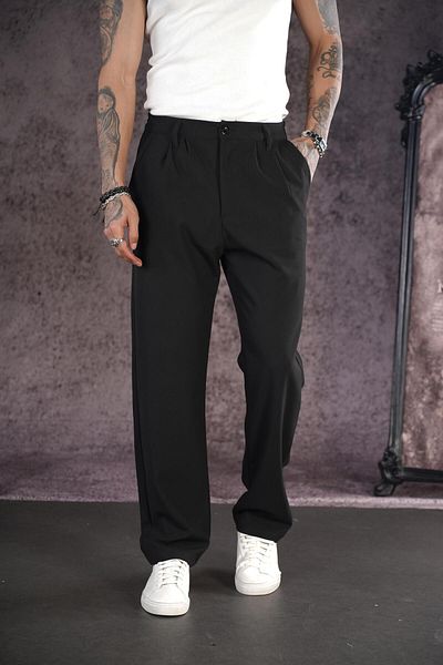 king brich Pleated Wide Leg Fabric Trousers