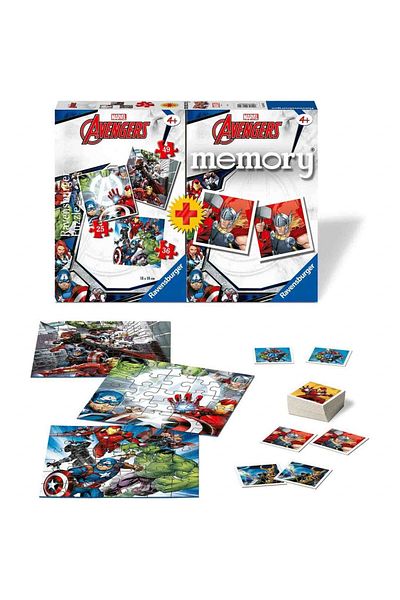 RAVENSBURGER Puzzle + Memory Game Avengers, 25/36/49 Pieces