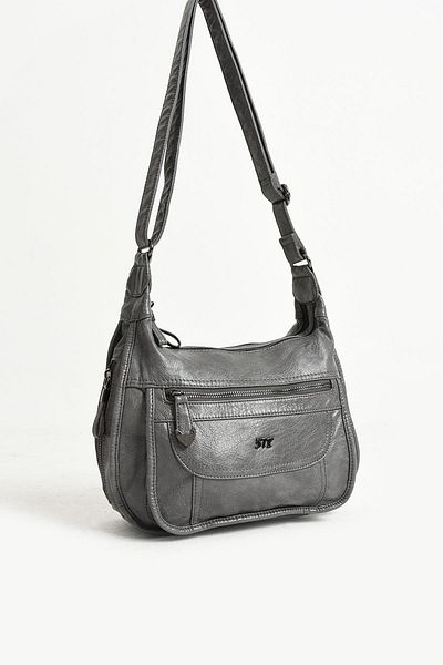 571 Collections Çanta Gray Faux Leather Shoulder Bag - Model 571-11-13F