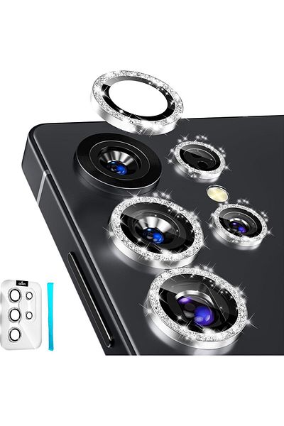 AWH Camera Lens Protector for S25 Ultra, 9H Tempered Glass, Anti-Scratch, Glitter Titanium Silver