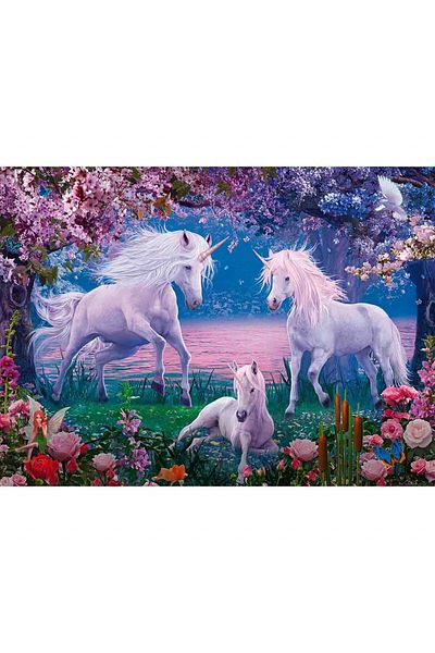 RAVENSBURGER White Unicorns Puzzle, 100 Pieces