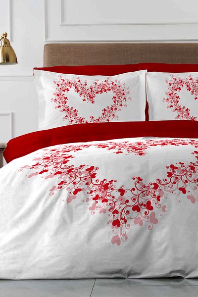 MonoHome Double Duvet Cover 100% Cotton Oeko-Tex ® Certified Special Woven Heart