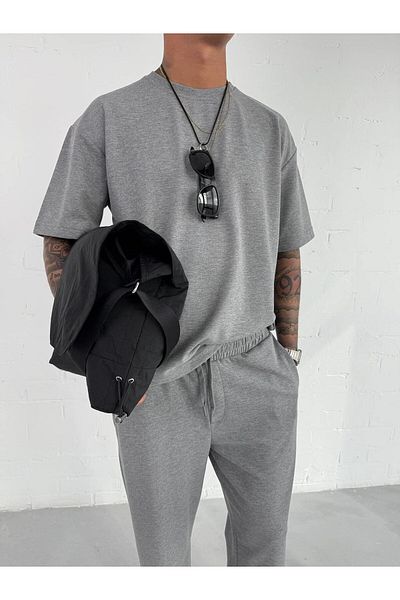 ablukaonline Ανδρικό Oversize Basic άνετο γκρι μπλουζάκι