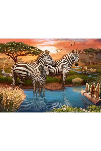 RAVENSBURGER Puzzle Zebras in Water, 500 Pieces