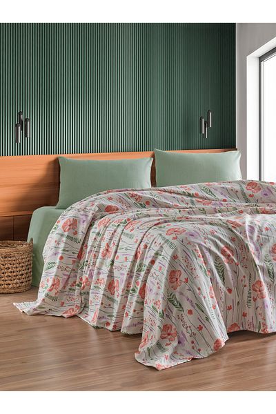 Loyal Home طقم بيكيه مزدوج مع ملاءات مسطحة - أبريل