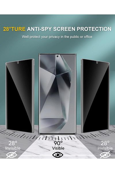 AWH Privacy Screen & Camera Protector for Samsung S25 Ultra, 9H Glass, Anti-Spy