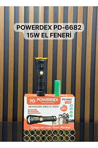 powerdex 15w Led 'li Yağmur Suyu Geçirmez Şarjlı Ve Pilli El Feneri Pd-6682