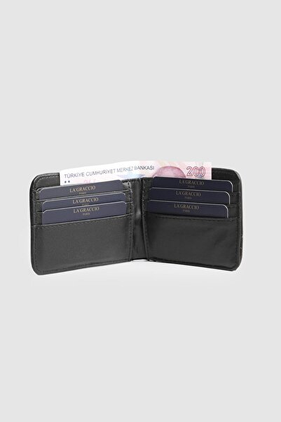 La La'Graccio Paris La'Graccio Paris Men's Linen Freeze Faux Leather Wallet Anthracite