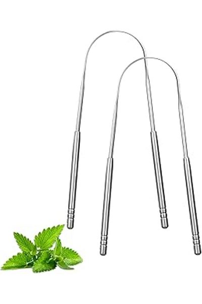 Mu Art Yiwafu 2 Pack Tongue Scraper, Stainless Steel Tongue Cleaners, Tongue K for Adults and Children