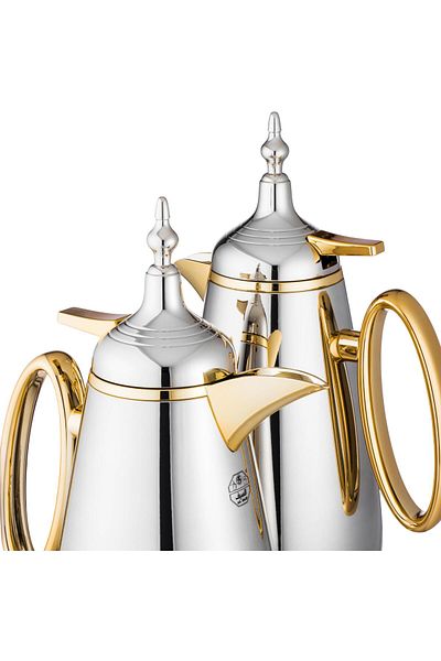 ALSAIF Hattan Thermos Set 2 Pieces Gold Nickel Color