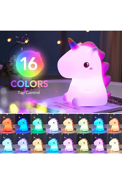 AWH Cute Unicorn Lamp – Color Changing Options, Tap-to-Light Feature, Portable & Safe Night Light