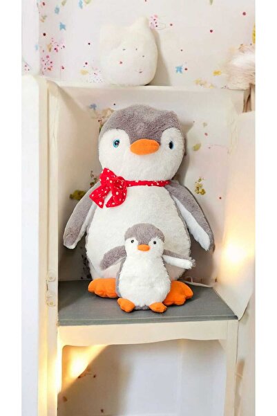 Mellito Yavrulu Peluş Penguen Pingu İkili Peluş Oyuncak Uyku Arkadaşı Yastık