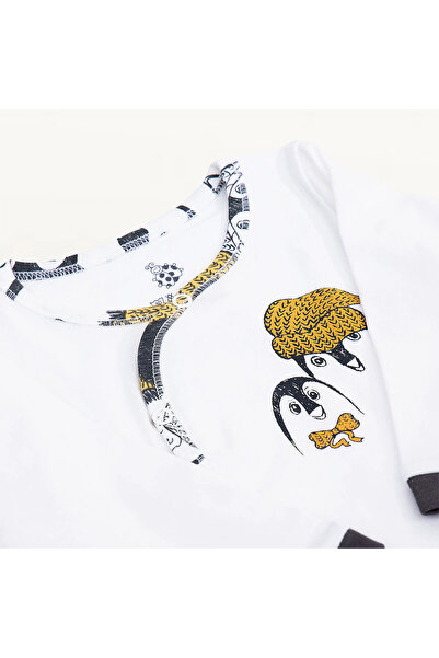 Ecocotton Pingu Baby Rompers 100% Organic Cotton Combed Cotton Printed White