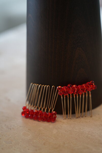 İstoria Bridal مشبك مشط ذهبي صغير مطرز بالكريستال مكون من قطعتين، إكسسوار شعر الخطوبة والزفاف، 4 سم