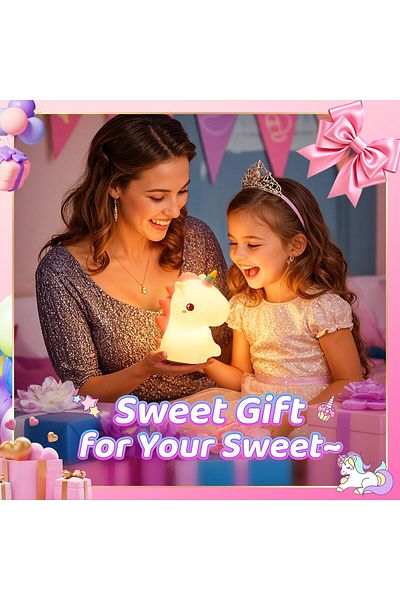 AWH Unicorn Night Light, 16 Colors, Dimmable, Rechargeable Silicone Lamp, Perfect Toy for Kids