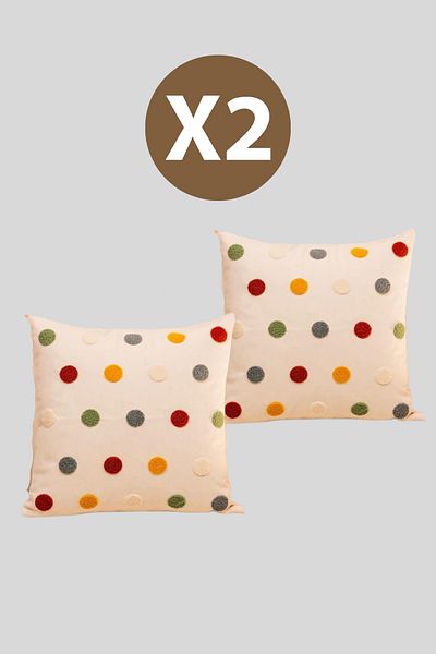 Formeya 2 Stück dekorativ gemusterter, bestickter Kissenbezug 43x43 cm