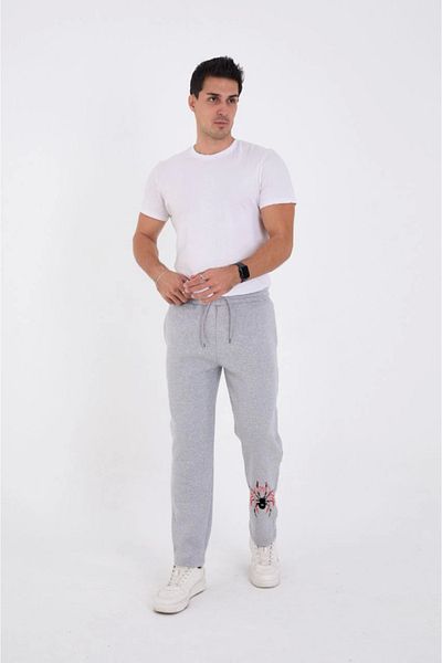 COTTONLAB Oversize Three Thread Printed Sweatpants - Gray