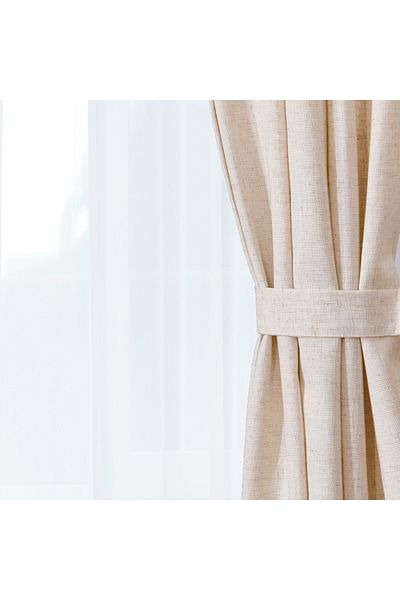 Evidea Soft Bella Linen Curtain - Light Beige - 140X270 cm