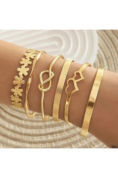 Feron accessories 6Pcs Stylish Bracelet Trend Model: Flower, Knot, Heart