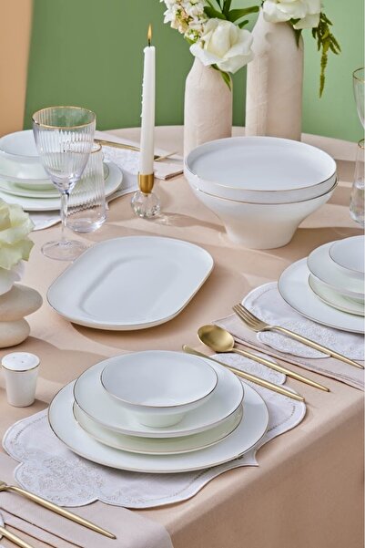 Karaca Fine Bone Zenith 55 Parça 12 Kişilik Porselen Yemek Takımı Gold