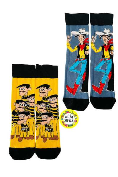 AL Bİ 90LIK Al Bi 90 قطعة 2 قطعة جوارب قطنية منقوشة بشخصيات كرتونية من ريدكيت دالتونز