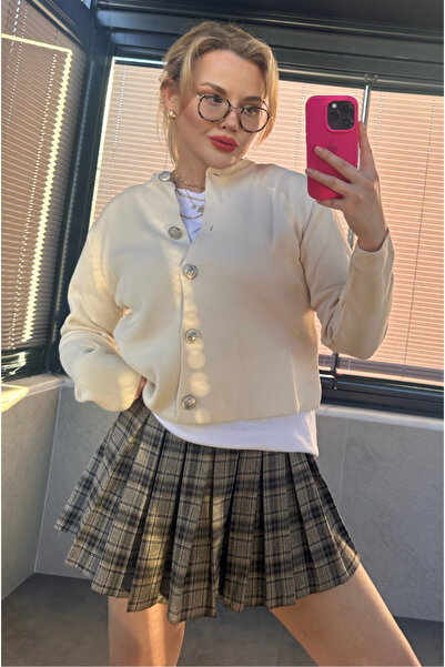 MİR STORE سترة بأزرار فضية كريمية