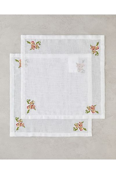 English Home مناديل ضيوف من البوليستر أوبالين 2'li مقاس 40x40 سم أبيض - أحمر