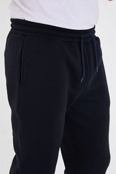 buğrahayalin Unisex Winter Three Thread Elastic Sweatpants - Navy Blue