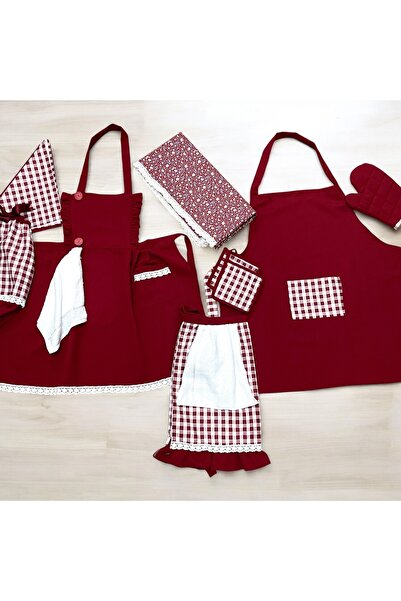 DESİGNBYASYAA 10 Parça Çift Kombinli Leke Tutmaz Mutfak Önlük Seti