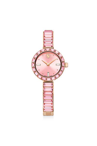 Swarovski Matrix bangle Saat, İsviçre Üretimi, Kristal bileklik, Pembe, Pembe...