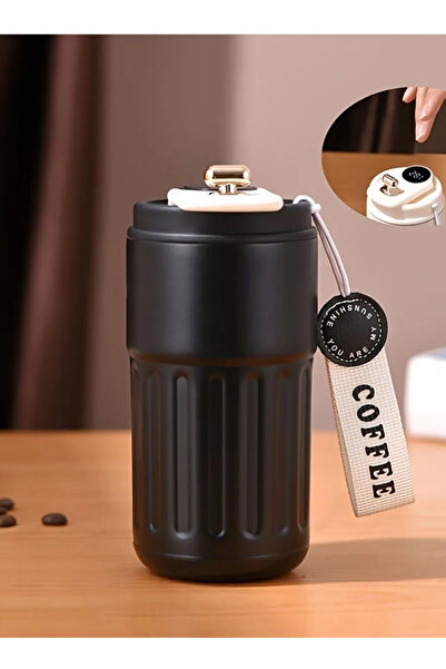 Verahed 450ml Stainless Steel Small Thermos Cup Tea Coffee Thermos with Digital Temperature Display and Carrying Strap